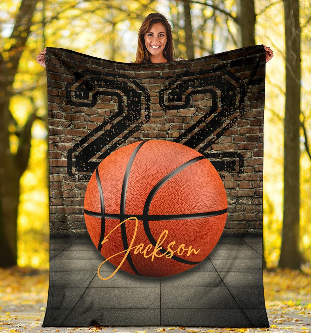 Personalized Basketball Blanket for Son, Basketball Players, Gift for Son Birthday, Basketball Team Gift BD0092