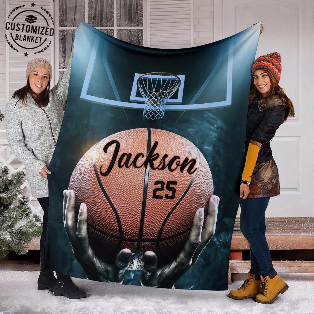 Personalized Basketball Blanket for Son, Basketball Players, Gift for Son Birthday, Basketball Team Gift BD0092