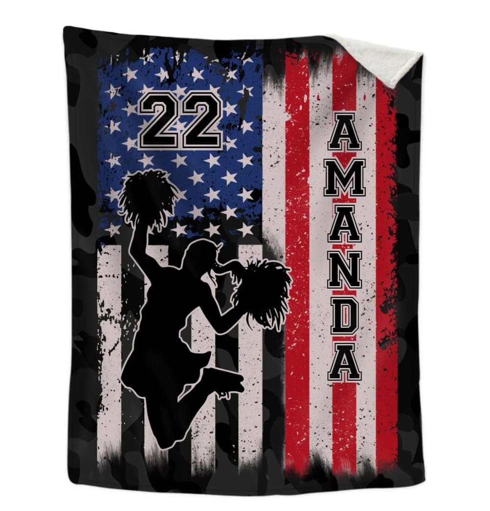 Cheerleader Blanket, Personalized Name Cheerleading Blanket, End of Season Present, Cheer Team Gift, Cheerleader Gift BD0080