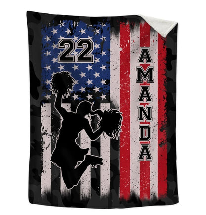 Cheerleader Blanket, Personalized Name Cheerleading Blanket, End of Season Present, Cheer Team Gift, Cheerleader Gift BD0080