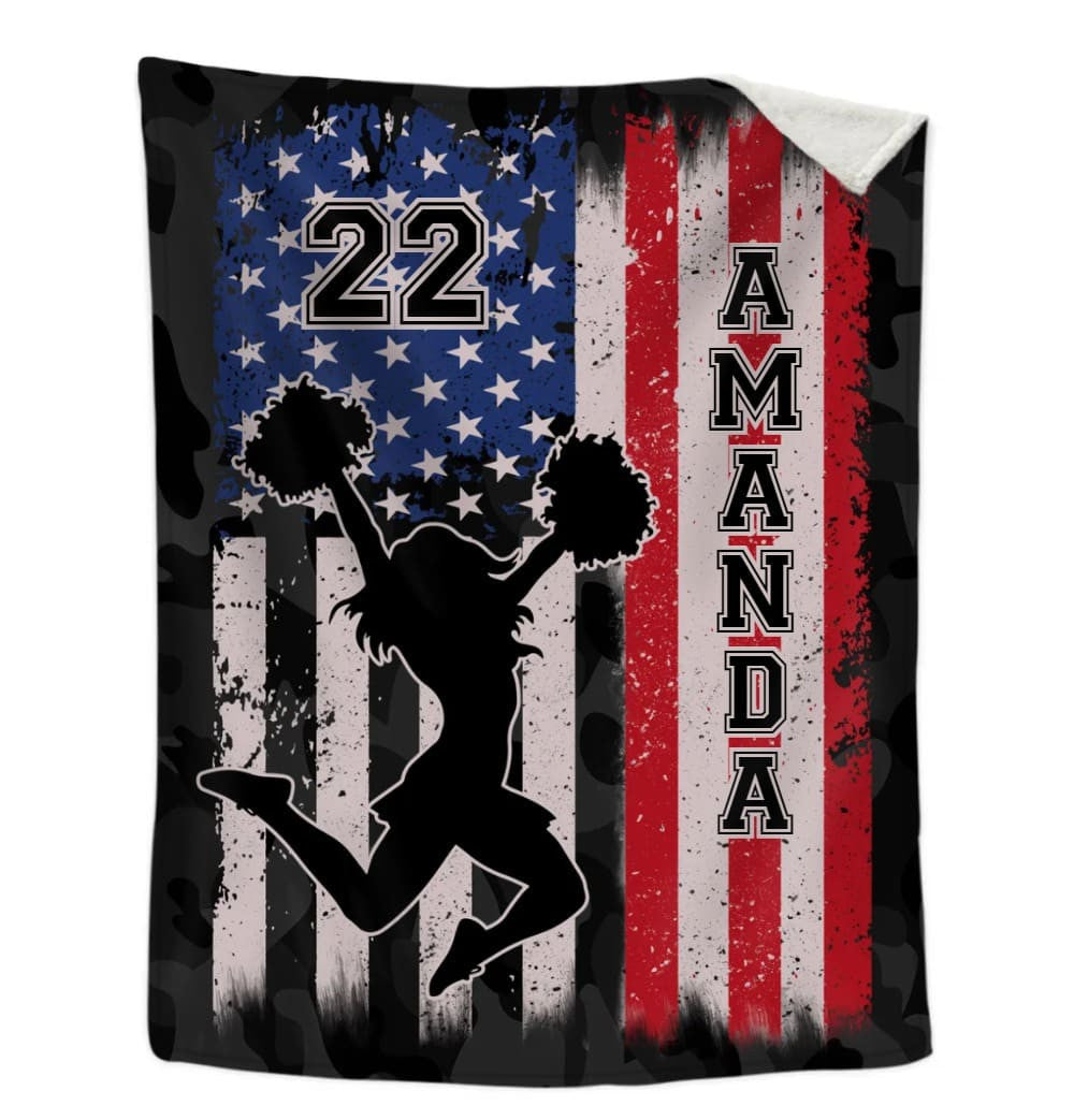 Cheerleader Blanket, Personalized Name Cheerleading Blanket, End of Season Present, Cheer Team Gift, Cheerleader Gift BD0080