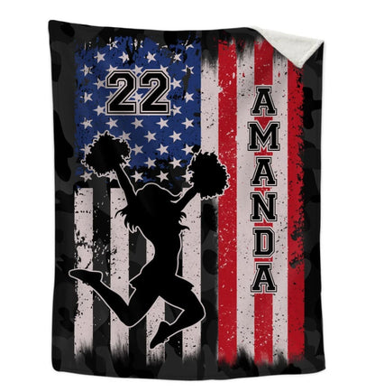 Cheerleader Blanket, Personalized Name Cheerleading Blanket, End of Season Present, Cheer Team Gift, Cheerleader Gift BD0080