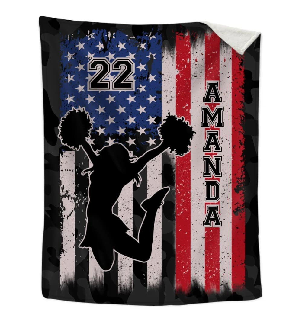Cheerleader Blanket, Personalized Name Cheerleading Blanket, End of Season Present, Cheer Team Gift, Cheerleader Gift BD0080