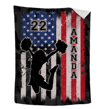 Cheerleader Blanket, Personalized Name Cheerleading Blanket, End of Season Present, Cheer Team Gift, Cheerleader Gift BD0080