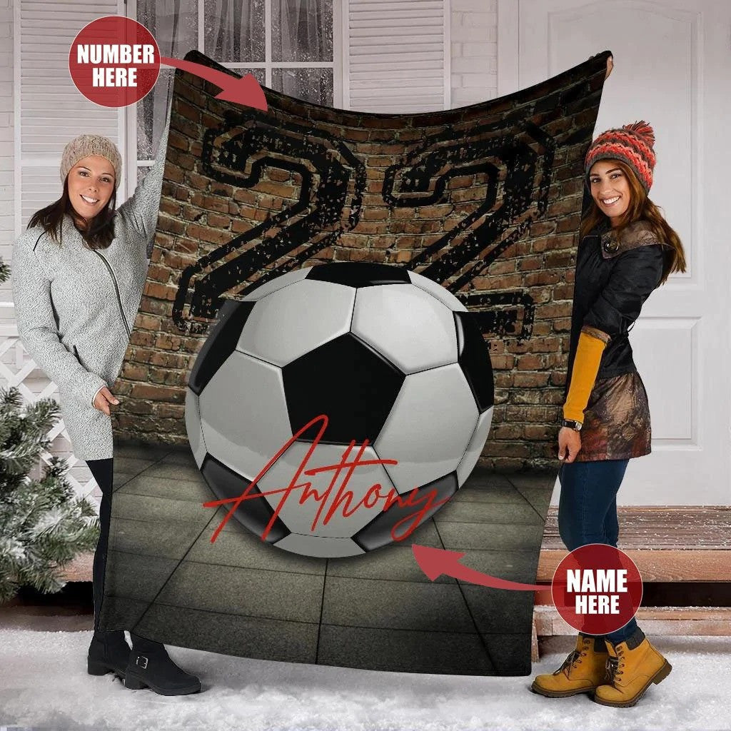 Customized Soccer Players Throw Blanket US Flag Soccer Team Gift for Friend, Colleague BD0083