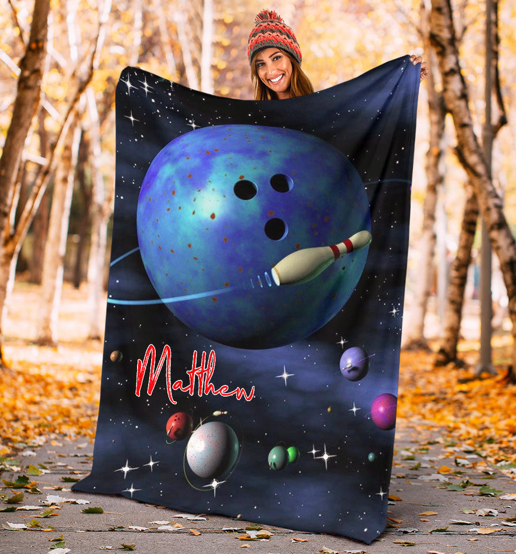 Customized Bowling Throw Blanket for Boy, Girl, Bowling Lovers Sherpa Fleece Blanket, oft Cozy Plush Throw Blanket BD0084