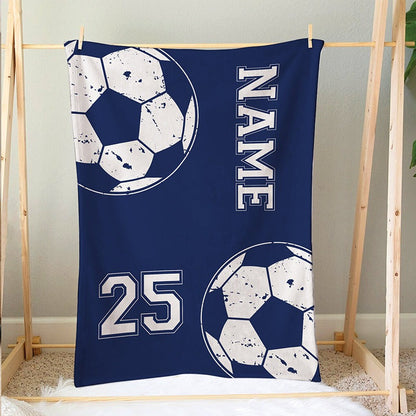 Personalized Soccer Blanket, Custom Soccer Soft Cozy Sherpa Fleece Throw Blankets, Soccer Gift BD0025