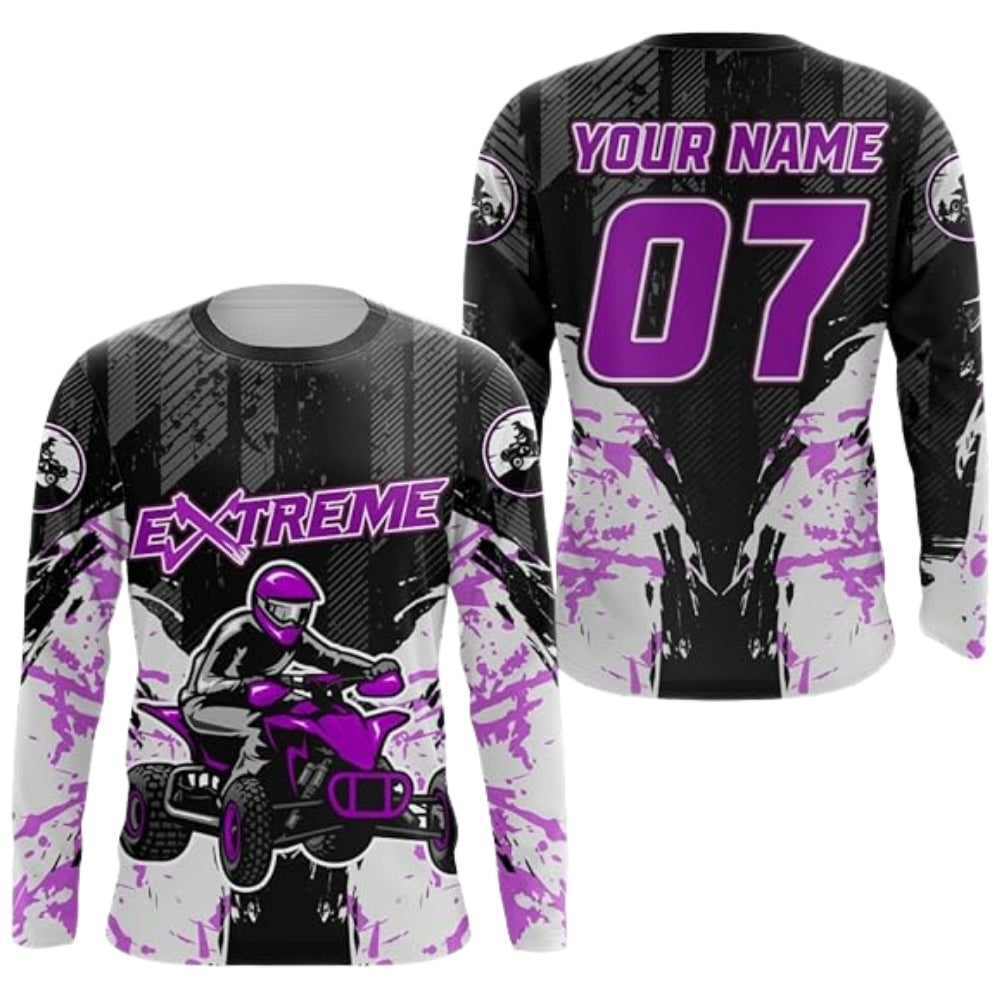 Custom ATV Racing Long Sleeve Jersey For Men Black Orange, Personalized ATV Dirt Bike Shirts MZ0082