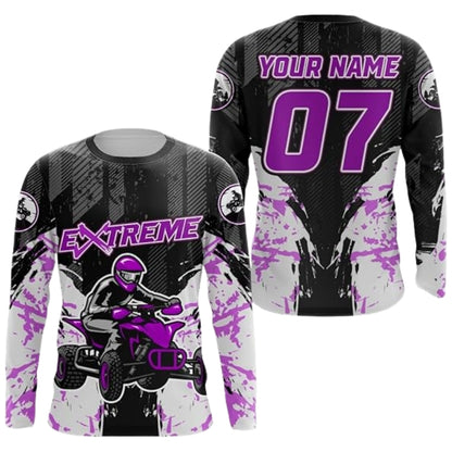 Custom ATV Racing Long Sleeve Jersey For Men Black Orange, Personalized ATV Dirt Bike Shirts MZ0082