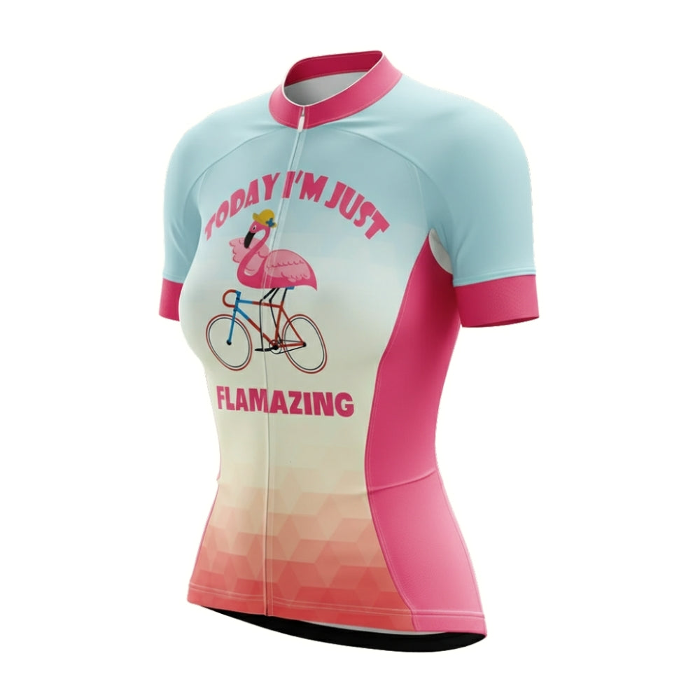 Today I'm Just Flamazing Women's Short Sleeve Cycling Jersey, Funny Flamingo Cycling Jersey For Ladies CZ0069