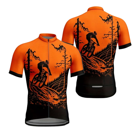 Orange And Black Cycling Short Sleeve Jersey For Mens, Men's Cycling Jerseys CE0033