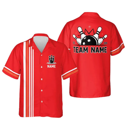 Custom Retro Navy Hawaiian Bowling Shirt With Year For Men Women, Custom Retro Bowling Team Shirts BE0135
