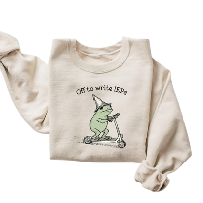 Off To Write IEPs Frog Sweatshirt For School Psychologist, Funny Sweatshirt For Education Counselor 2D0916