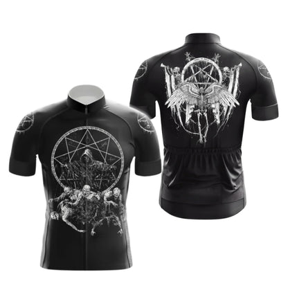 Skeleton Black Cycling Short Sleeve Jersey For Men, Skull Cycling Jerseys CG0661