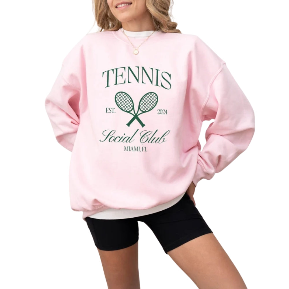 Custom Social Club Tennis Sweatshirt, Custom Tennis Sweatshirt 2D0596