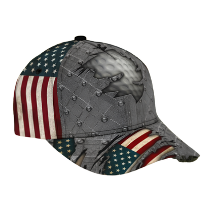 American Flag Golf Ball 3D Printed Golf Baseball Cap, Patriotic Golf Cap For Golfer CP0502