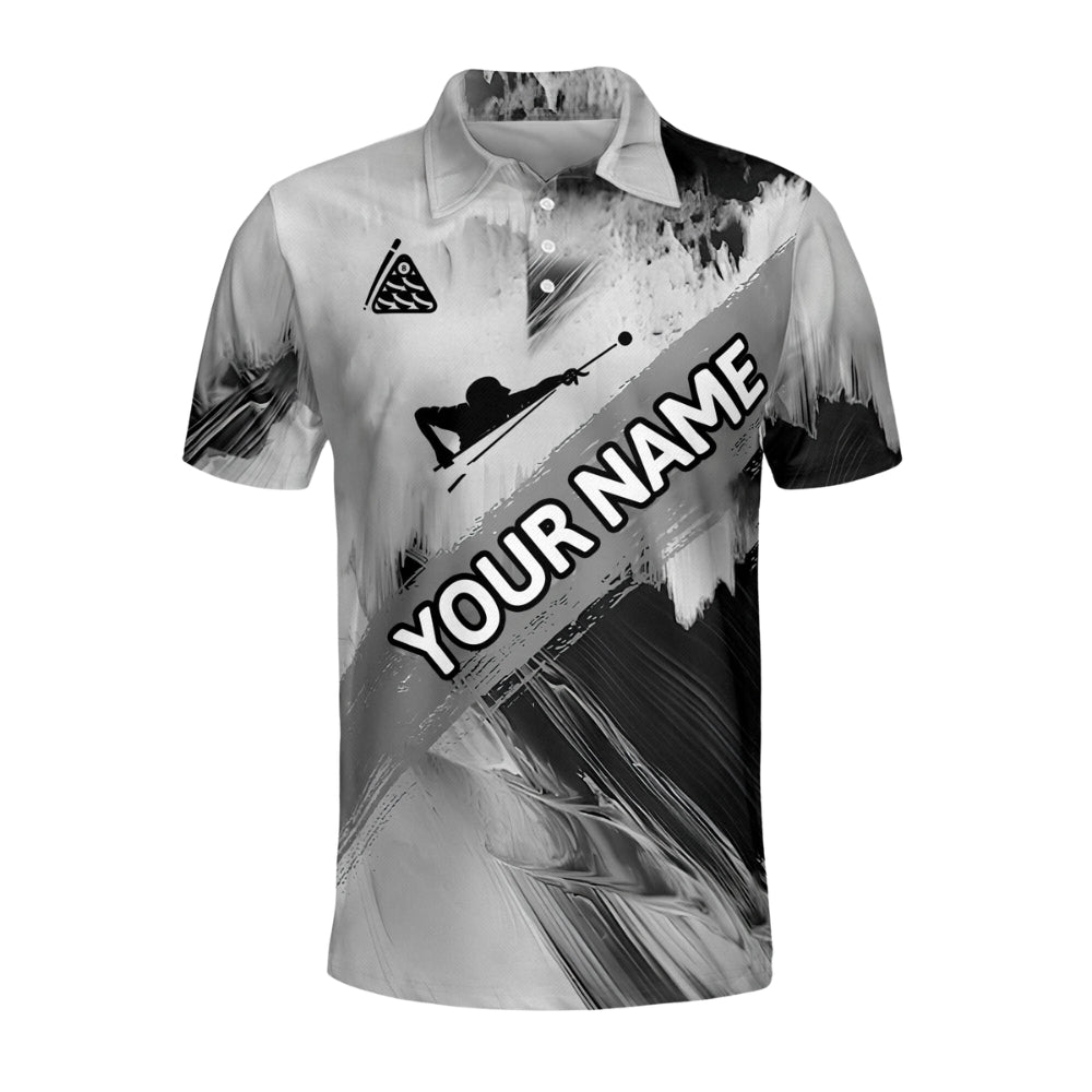 Custom Grey Billiard Team Polo Shirts For Men, Custom Pool Billiard Shirts BIZ0192