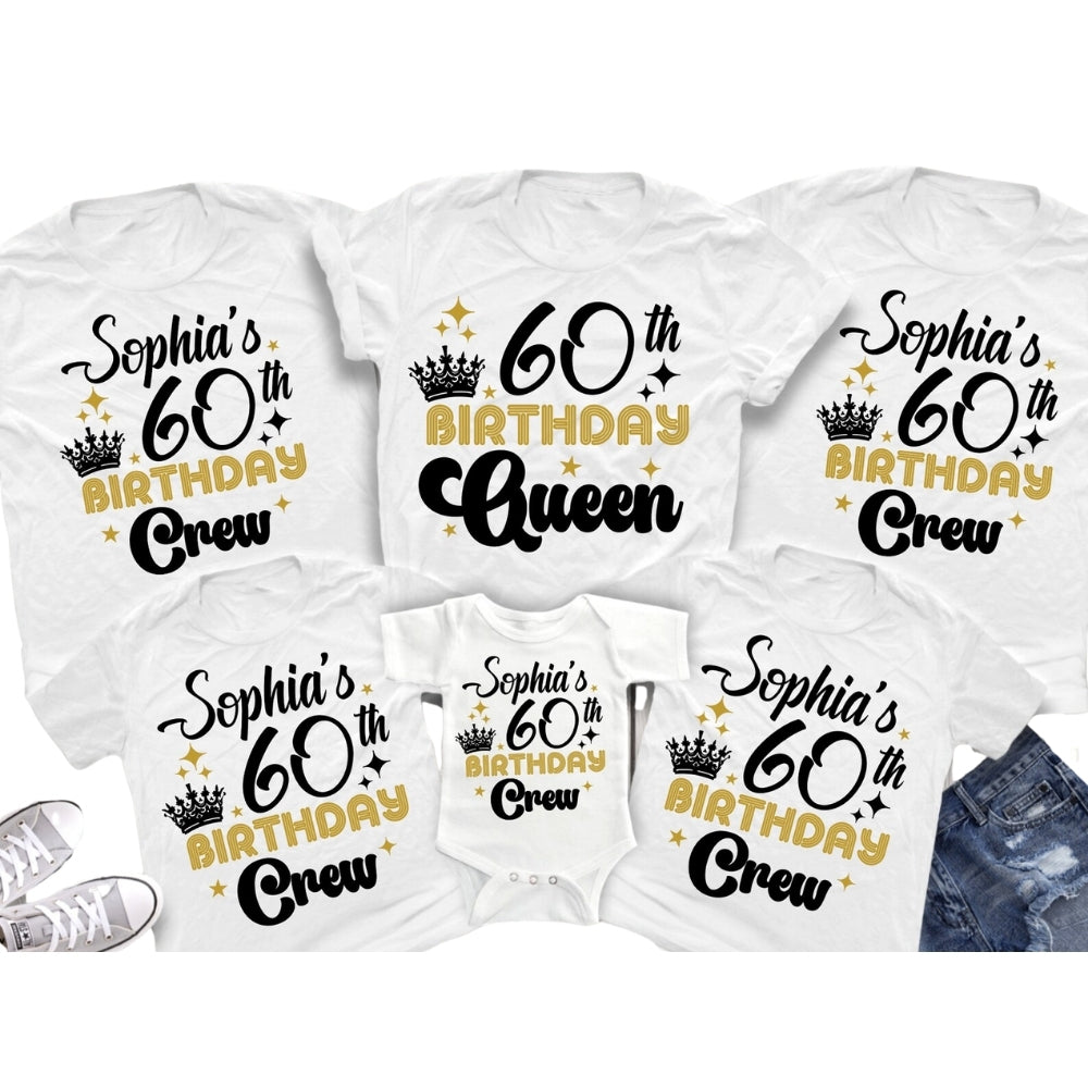 60th Birthday Queen Custom Matching Family T Shirts, Custom 60th Birthday Matching Shirts For Family ET0408