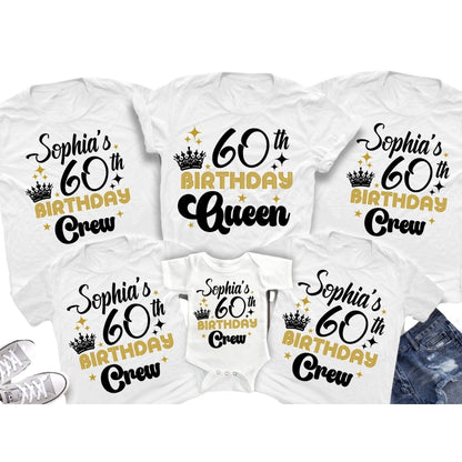 60th Birthday Queen Custom Matching Family T Shirts, Custom 60th Birthday Matching Shirts For Family ET0408