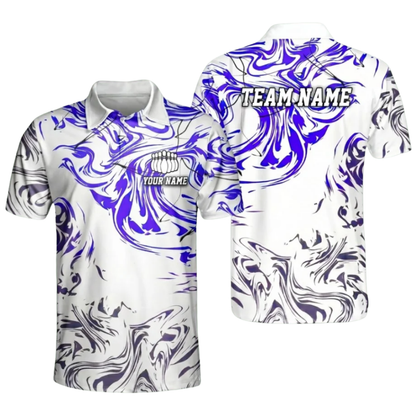 Custom Mens Team Purple White Bowling Polo Shirt, Custom Bowling Shirts BZ0480