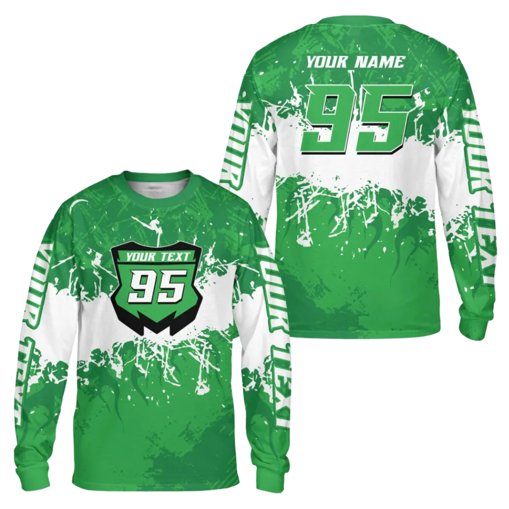 Custom Red White Racing Dirt Bike Jersey Long Sleeve For Men, Custom Dirt Bike Shirts MZ0092