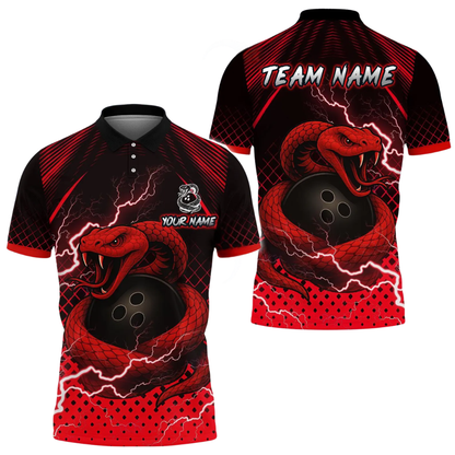 Snake Bowling Ball Custom Green Bowling Mens Polo Shirt, Custom Snake Bowling Team Shirts BE0196