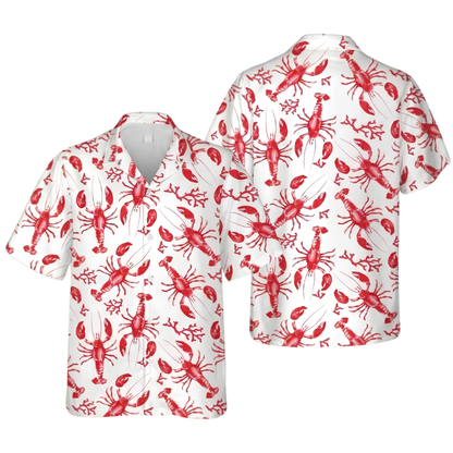 Lobster Red White Hawaiian Shirt For Women And Men, Lobster Hawaiian Shirts HE0524