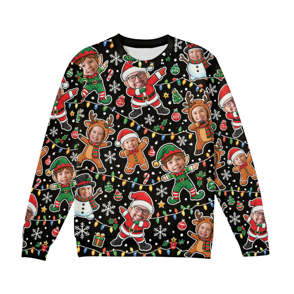 Custom Family Photo Christmas Ugly Sweater, Custom Faces Ugly Christmas Sweatshirt 2D1173