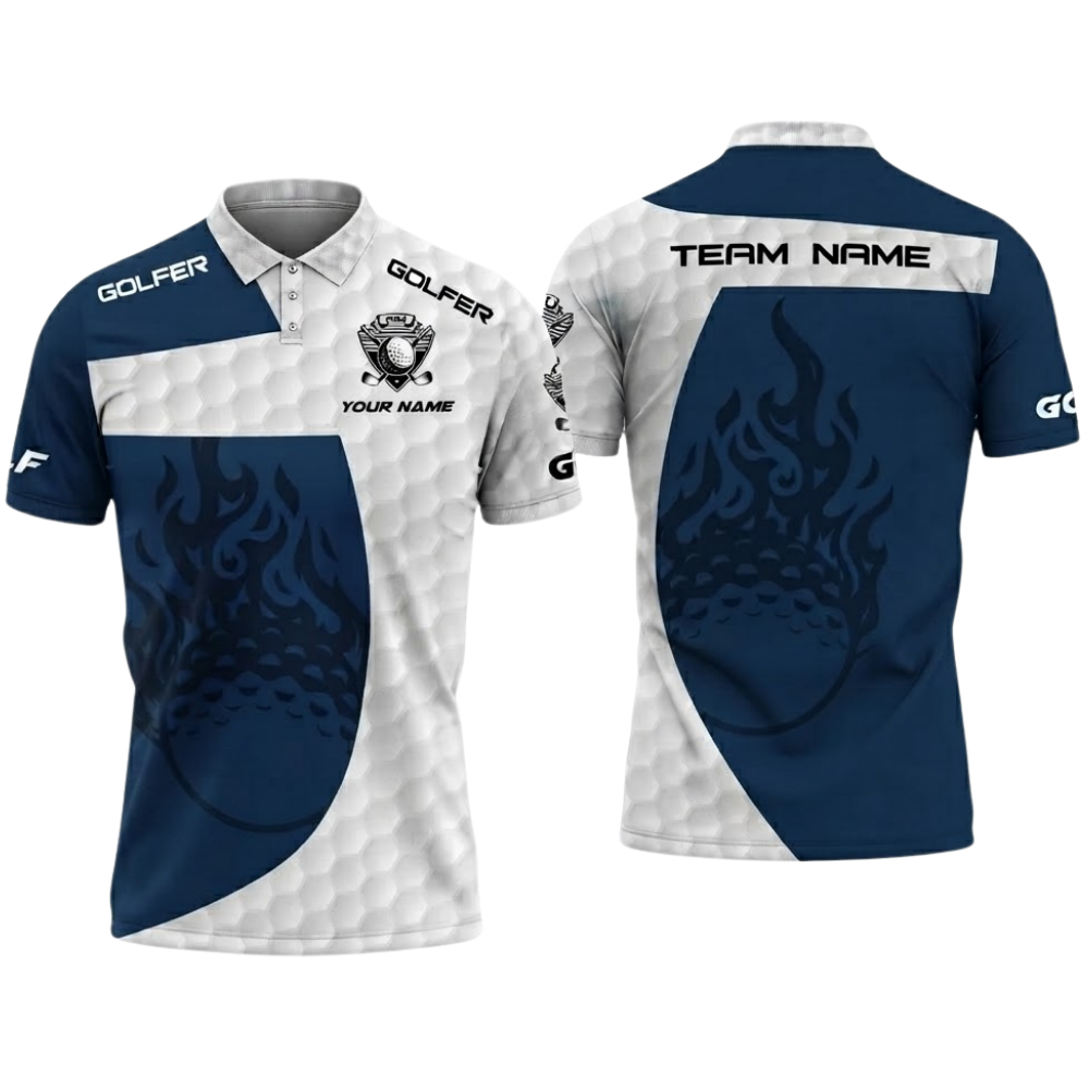 Custom Team Blue And White Golf Mens Polo Shirt, Custom Golf Shirts For Team GZ0323