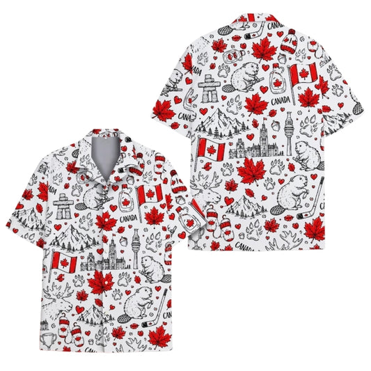 Maple Canada Flag Beaver Hawaiian Shirt For Men And Women, Canada Patirotic Hawaiian Shirt For 1st July HE0401