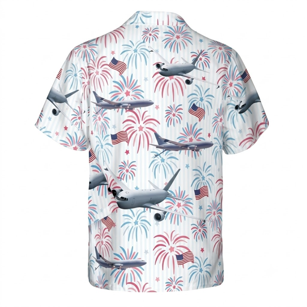 KC-46 Pegasus Aviation Hawaiian Shirt For Men, Military Aircraft Hawaiian Shirt For 4th Of July HE0722