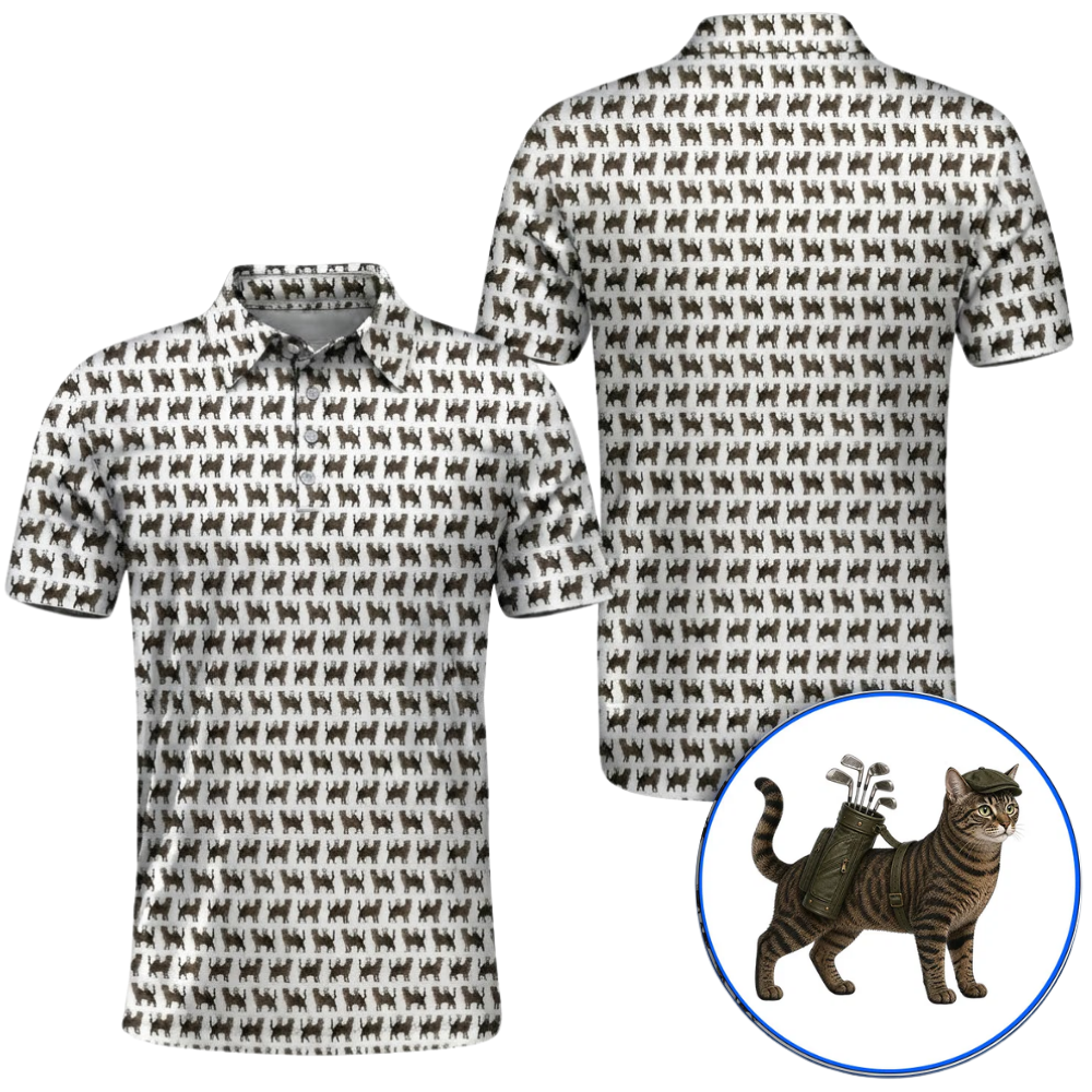 Cat Brown Tabby Golf Polo Shirt For Men, Cat Golf Shirt GZ0379