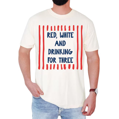 Red White And Eating For Two Red White And Drinking For Three Matching Shirts For His And Her, Funny Pregnancy Announcement Couple Shirts For 4th Of July ET0908