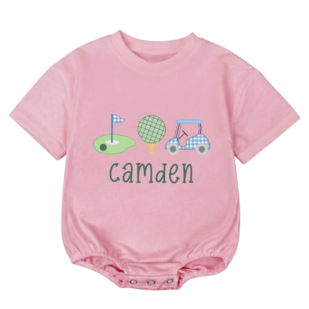 Custom Name Golf Baby Boy T Shirt Bubble Romper, Golf Lover Baby Romper BB0199