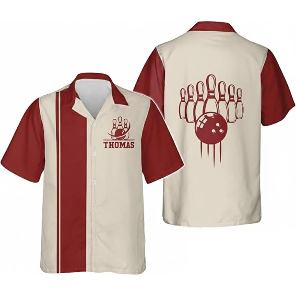 Custom Vintage Red Beige Bowling Polo Shirt Men Women, Custom Vintage Bowling Shirt BZ0789
