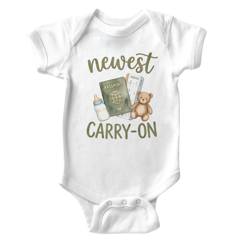 Newest Carry On Baby Bodysuit, Funny Travel Baby Bodysuit BB0137
