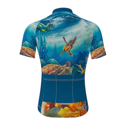 Ocean Blue Cycling Short Sleeve Jersey For Men, Ocean Cycling Jersey CZ0158