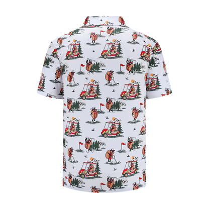 White Funny Hot Dog Golf Polo Shirt For Men, Hot Dog Lover Golf Shirts GZ0452