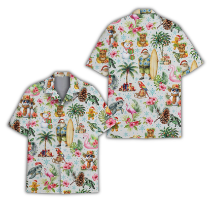 Santa Tropical Hawaiian Shirt For Men Women, Christmas Beach Hawaiian Shirt HE0912