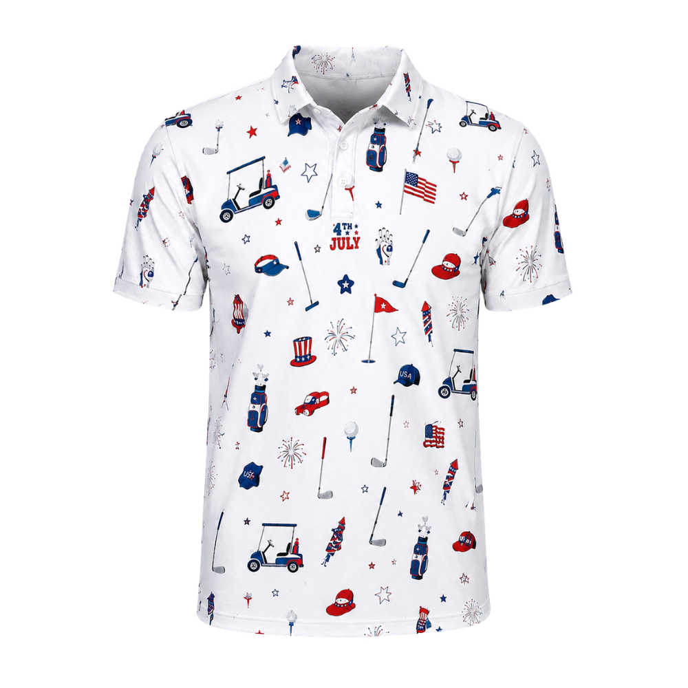 4th Of July Golf Polo Shirt For Men, Independence Day Golf Shirts GE0461