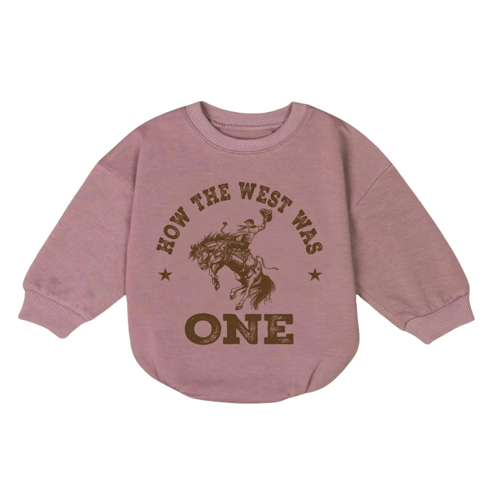 How The West Was One Baby Romper Sweater, First Birthday Baby Western Romper Sweatshirt BB0187