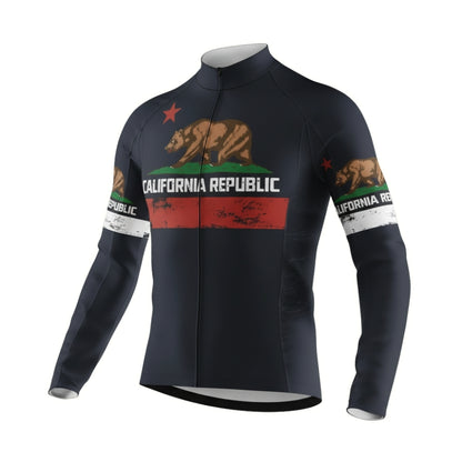Custom California Bear Men's Black Cycling Long Sleeve Jersey, Custom California Cycling Jersey CZ0046