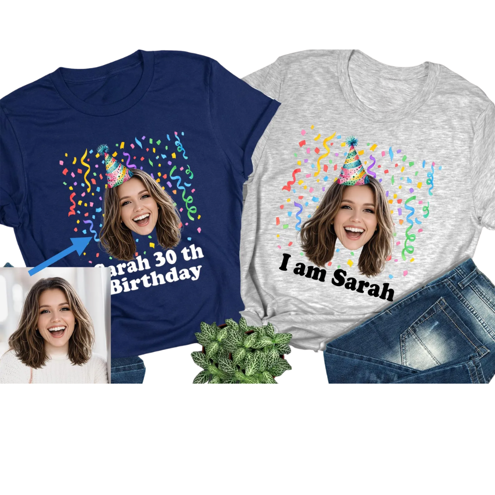 Custom Face 30th Birthday Crew Matching T Shirt, Custom Photo Birthday Matching Shirts ET0850