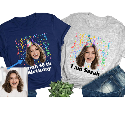 Custom Face 30th Birthday Crew Matching T Shirt, Custom Photo Birthday Matching Shirts ET0850