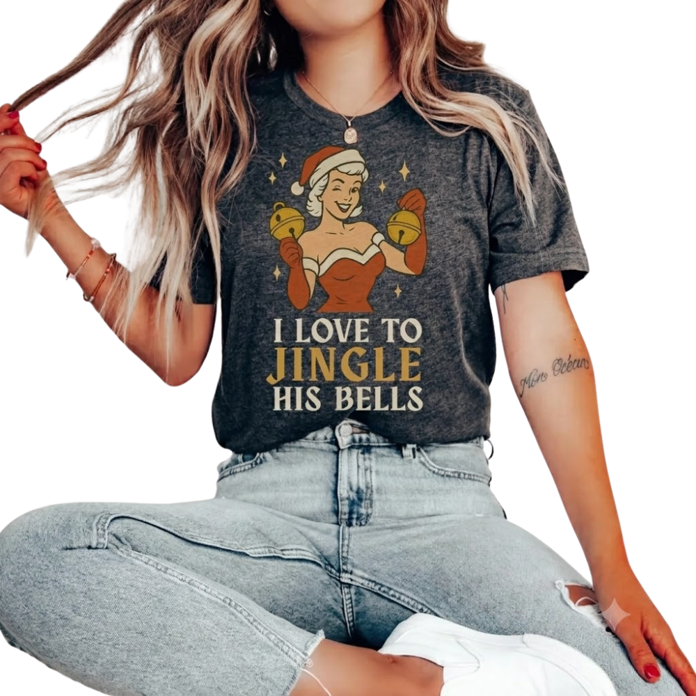 I Love To Stuff Her Stocking I Love To Jingle His Bells Couple Christmas T Shirt, Matching Funny Christmas Shirts For Husband Wife ET1220