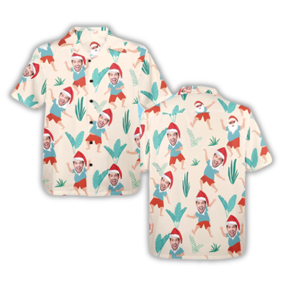 Custom Photo Christmas Tropical Hawaiian Shirt For Men Women, Custom Funny Faces Christmas Hawaiian Shirt HE0880