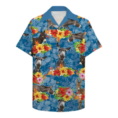 Custom Donkey Tropical Men Women Hawaiian Shirt With Name, Custom Donkey Hawaiian Shirts HE0482
