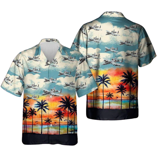 A-10 Warthog Tropical Hawaiian Shirt For Men, A-10 Warthog Hawaiian Shirts For Veteran HE0359