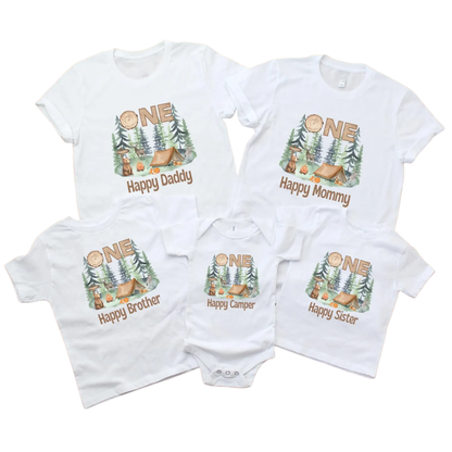 Personalized One Happy Camper First Birthday Family Matching T Shirt, Custom Camping 1st Birthday Shirts For Family ET1169