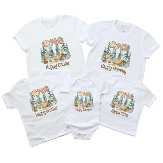 Personalized One Happy Camper First Birthday Family Matching T Shirt, Custom Camping 1st Birthday Shirts For Family ET1169